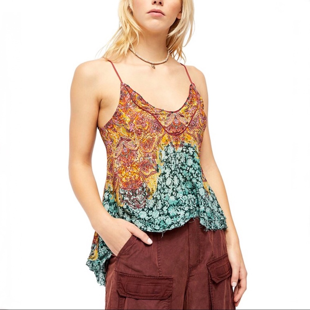 Free People Turquoise Abstract Way You Walk Cami